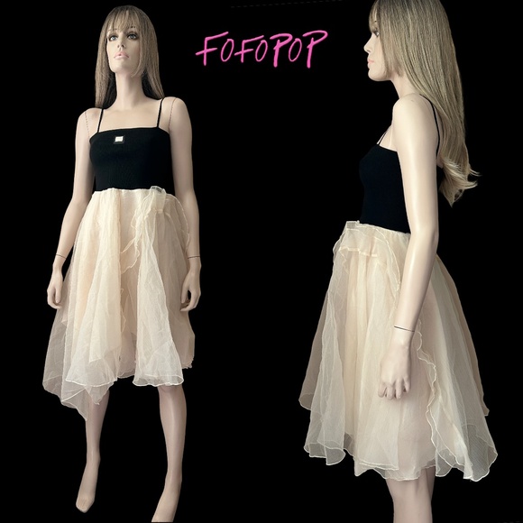 Fofopop Yuefa Fit & Flare Cocktail Dress Organza Party Special Occasion Ruffles - Picture 1 of 14